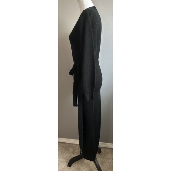 NWT Pretty Lavish Black Knit Wrap Midi Dress Long Sleeve Bodycon A-line Size XS - Picture 2 of 7